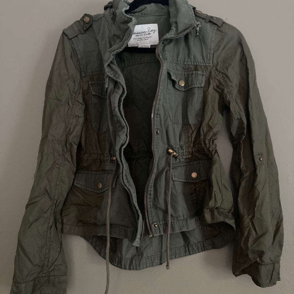 Military olive Green spring cargo jacket